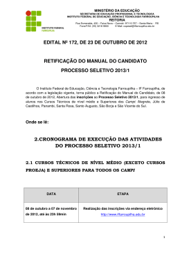 EDITAL N&ordm; 172/2012 - Processo Seletivo 2013/1