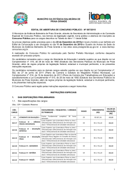 edital de abertura do concurso público nº 007/2015.