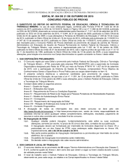 EDITAL Nº. 054 DE 21 DE OUTUBRO DE 2015 CONCURSO