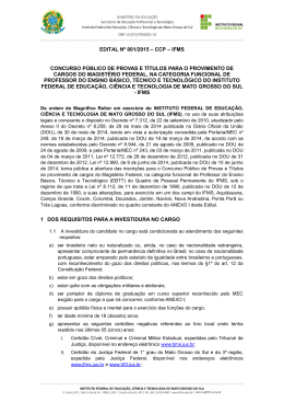 EDITAL Nº 001/2015 – CCP – IFMS CONCURSO PÚBLICO DE