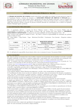 EDITAL DO CONCURSO P&Uacute;BLICO N.&ordm; 001/2015