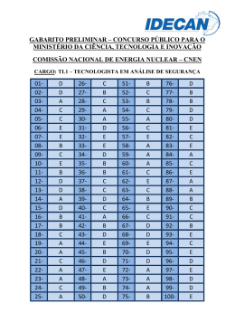 GABARITO PRELIMINAR &ndash; CONCURSO P&Uacute;BLICO PARA