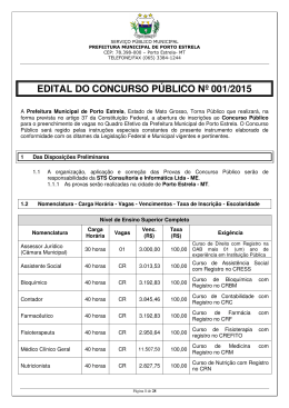 EDITAL DO CONCURSO PÚBLICO Nº 001/2015