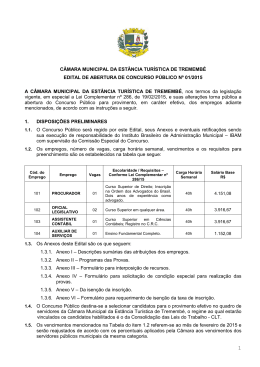 Edital de Abertura de concurso p&uacute;blico 2015