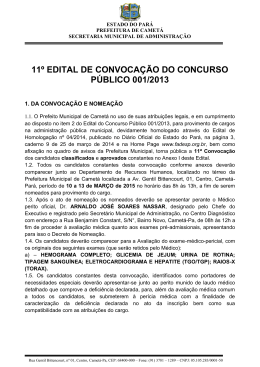 11&ordm; EDITAL DE CONVOCA&Ccedil;&Atilde;O DO CONCURSO P&Uacute;BLICO 001/2013