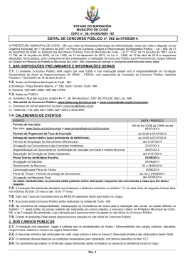 EDITAL DE CONCURSO PÚBLICO nº. 002 de 07/05/2014. 1. DAS