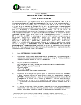 Edital do Concurso P&uacute;blico PRORH n&ordm; 079/2015 PRORH