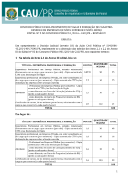 1 CONCURSO P&Uacute;BLICO PARA PROVIMENTO DE