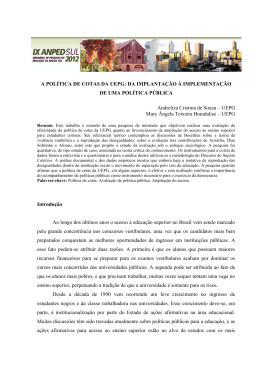 A POL&Iacute;TICA DE COTAS DA UEPG