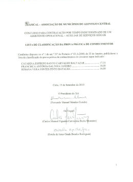 Concurso para Contrata&ccedil;&atilde;o por Tempo Indeterminado de um