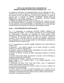 EDITAL DO CONCURSO PARA CONCESS&Atilde;O DO - CRA-RS
