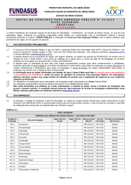 EDITAL DE CONCURSO PARA EMPREGO P&Uacute;BLICO N &ordm; 01