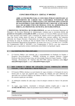 edital n&ordm; 009/2015 - Prefeitura Municipal de Florian&oacute;polis