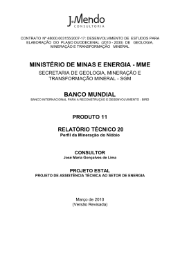 Perfil da Mineração do Nióbio - Ministério de Minas e Energia