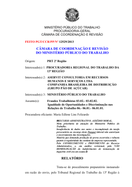 Processo PGT/CCR/nº 12529/2013 - Ministério Público do Trabalho