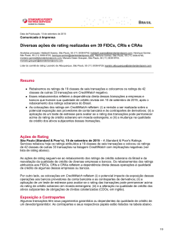 Diversas a&ccedil;&otilde;es de rating realizadas em 39 FIDCs, CRIs e