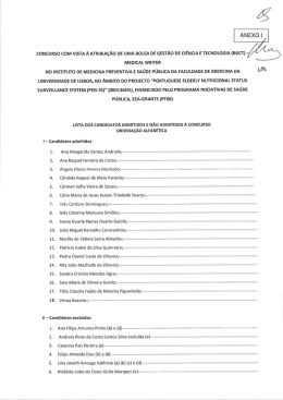 Lista dos Candidatos Admitidos e não Admitidos a Concurso