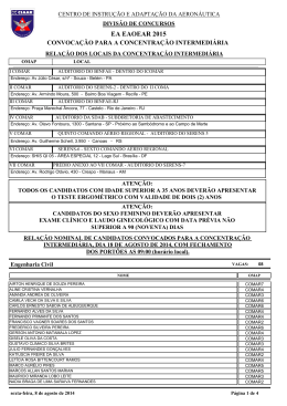 Rela&ccedil;&atilde;o Nominal dos Candidatos convocados para a Concentra&ccedil;&atilde;o