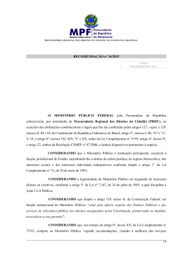 RECOMENDAÇÃO nº 34/2015 O MINISTÉRIO PÚBLICO