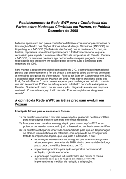 Posicionamento da Rede WWF para a Confer&ecirc;ncia