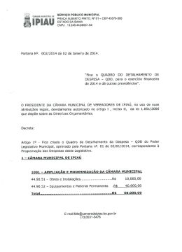 Portaria 002 - Fixa Quadro de Detalhamento da Despesa, 2014