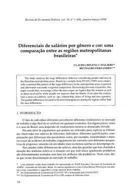 Diferenciais de sal&aacute;rios por g&ecirc;nero e cor