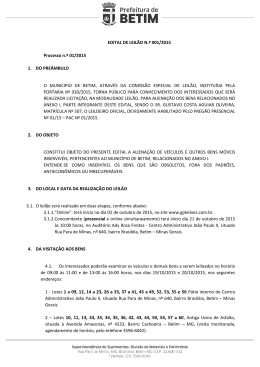 EDITAL DE LEILÃO N.º 001/2015 Processo n.º 01/2015 1. DO