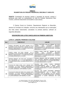 ERRATA REABERTURA DO PREG&Atilde;O PRESENCIAL SESC/MA N&ordm;