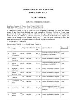 PREFEITURA MUNICIPAL DE SARUTAI&Aacute; ESTADO DE S&Atilde;O