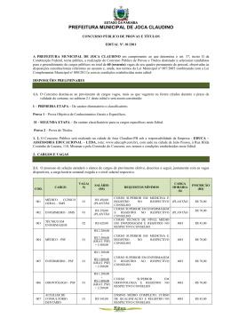 Edital de Abertura Joca Claudino