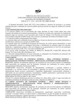 abertura das inscrições - Tribunal de Contas da União