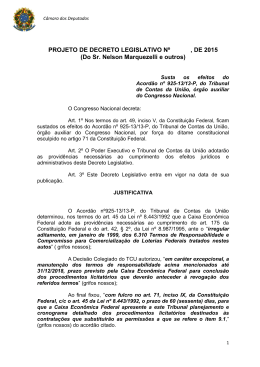 PROJETO DE DECRETO LEGISLATIVO N&ordm; , DE 2015