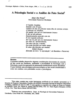 A psicologia social e a análise do fato social.