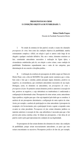 Pressupostos do crime e condi&ccedil;&otilde;es objetivas de punibilidade