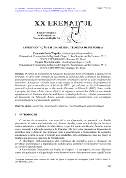 EXPERIMENTA&Ccedil;&Atilde;O EM GEOMETRIA: TEOREMA DE PIT&Aacute;GORAS
