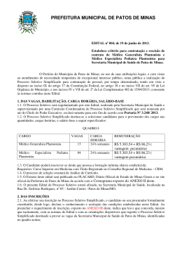 Processo Seletivo de Contrata&ccedil;&atilde;o de M&eacute;dicos