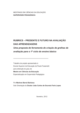RUBRICS &ndash; PRESENTE E FUTURO NA AVALIA&Ccedil;&Atilde;O DAS