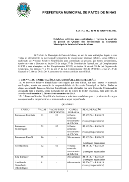 PREFEITURA MUNICIPAL DE PATOS DE MINAS