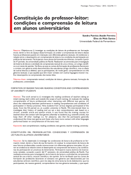 Constituição do professor-leitor: estudo exploratório das condições