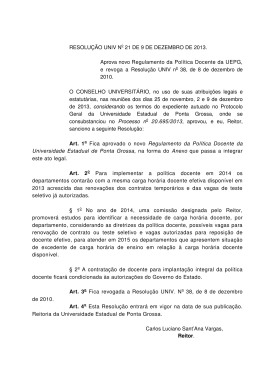 Resolu&ccedil;&atilde;o Univ n&ordm; 021/2013 - Universidade Estadual de Ponta