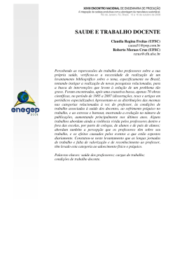 Saude e Trabalho Docente - "sa&uacute;de dos professores