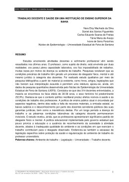 trabalho docente e saúde em uma instituição de ensino superior