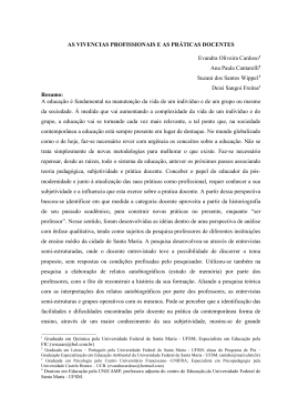 as vivencias profissionais e as práticas docentes