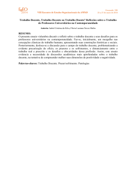 Trabalho Docente, Trabalho Decente ou Trabalho Doente