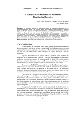 A complexidade Inerente aos Processos Identit&aacute;rios Docentes