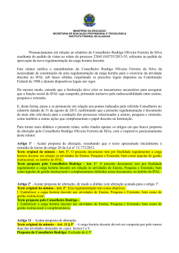 Pronunciamento em rela&ccedil;&atilde;o ao relat&oacute;rio do Conselheiro Rodrigo