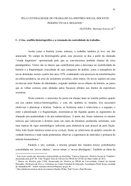 PELA CENTRALIDADE DO TRABALHO NA HISTÓRIA