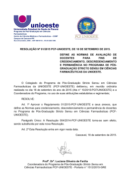 RESOLU&Ccedil;&Atilde;O N&ordm; 01/2015 PCF-UNIOESTE, DE 18 DE SETEMBRO