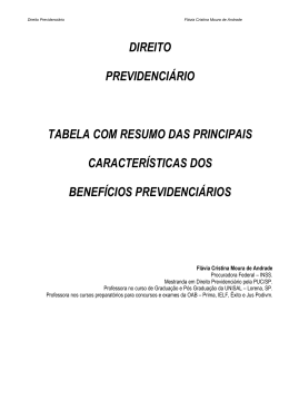 direito previdenciário tabela com resumo das principais
