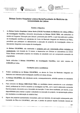 Bolsas CHLN/FMUL - Faculdade de Medicina da Universidade de